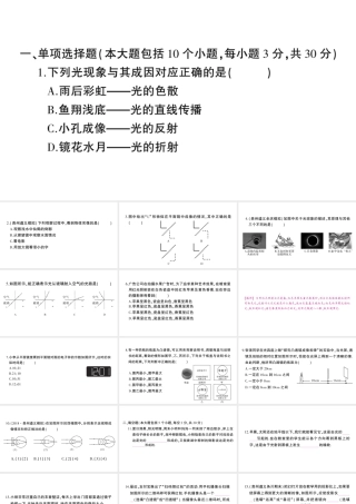 （遵义专版）八年级物理全册 第四章 多彩的光检测卷习题课件 （新版）沪科版-（新版）沪科版初中八年级全册物理课件