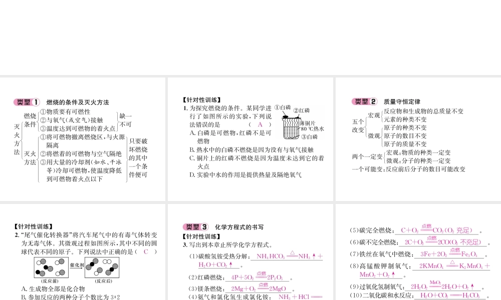 （遵义专版）秋九年级化学上册 第4章 认识化学变化重难点突破习题课件 沪教版-沪教版初中九年级上册化学课件