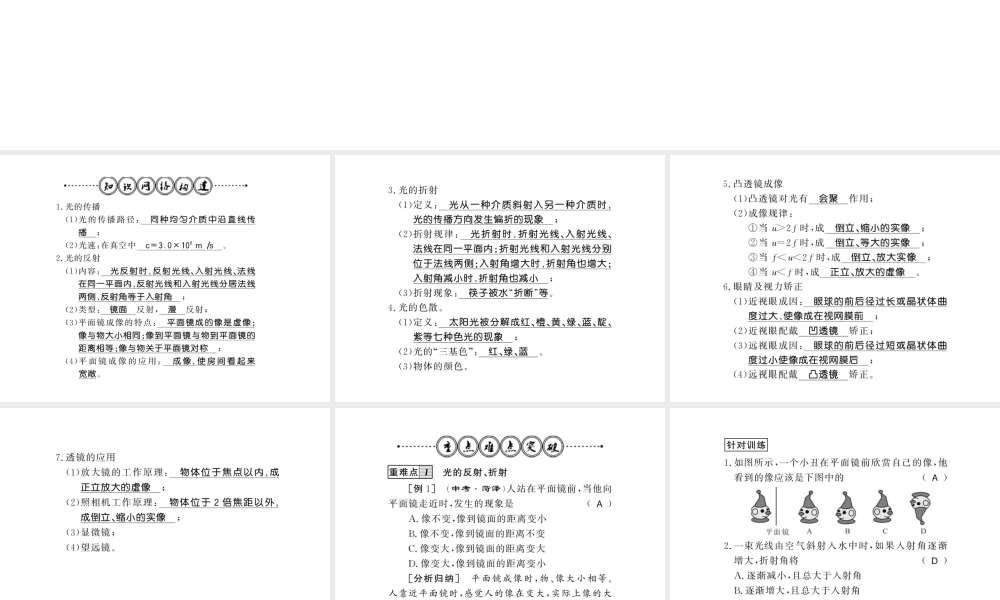 （遵义专版）八年级物理全册 第四章 多彩的光整理与复习课件 （新版）沪科版-（新版）沪科版初中八年级全册物理课件