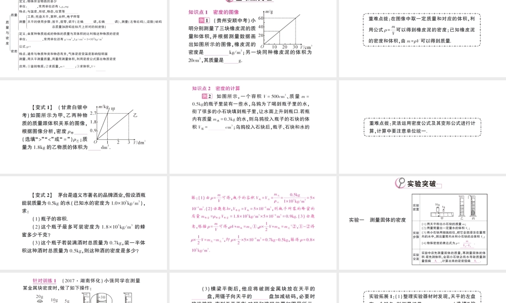 （遵义专版）八年级物理全册 第五章 质量与密度本章知识复习与重难突破课件 （新版）沪科版-（新版）沪科版初中八年级全册物理课件