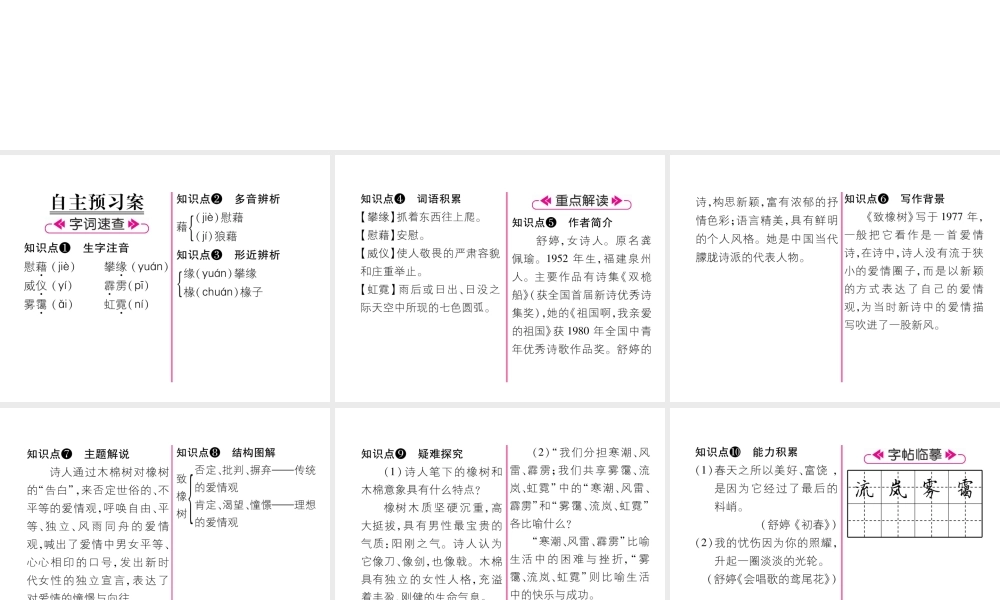 （遵义专版）九年级语文上册 2 致橡树课件 语文版-语文版初中九年级上册语文课件