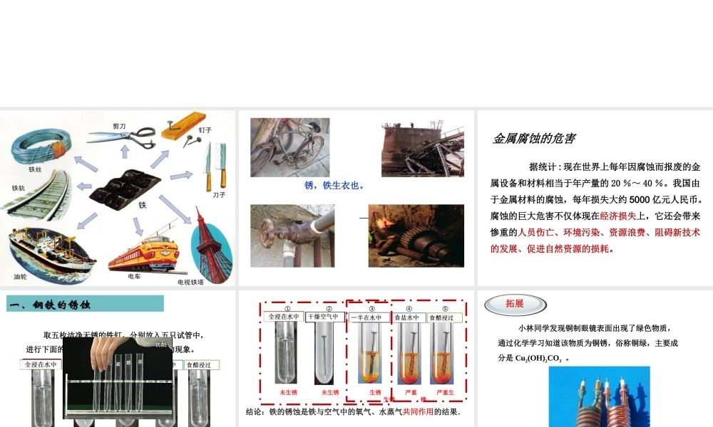 （遵义专版）秋九年级化学上册 第5章 金属的冶炼与利用 第3节 金属防护和废金属回收课件 沪教版-沪教版初中九年级上册化学课件