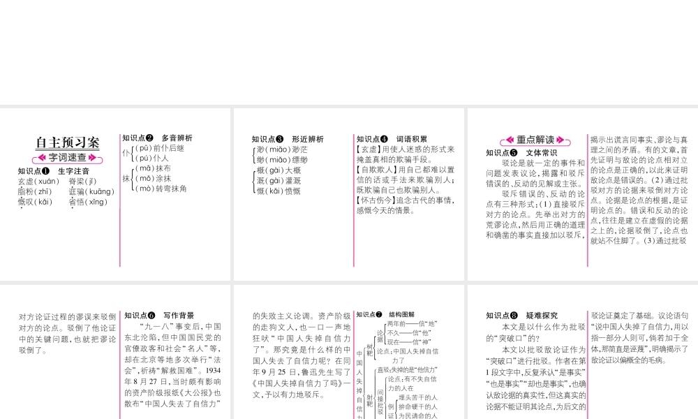 （遵义专版）九年级语文上册 9 中国人失掉自信力了吗课件 语文版-语文版初中九年级上册语文课件