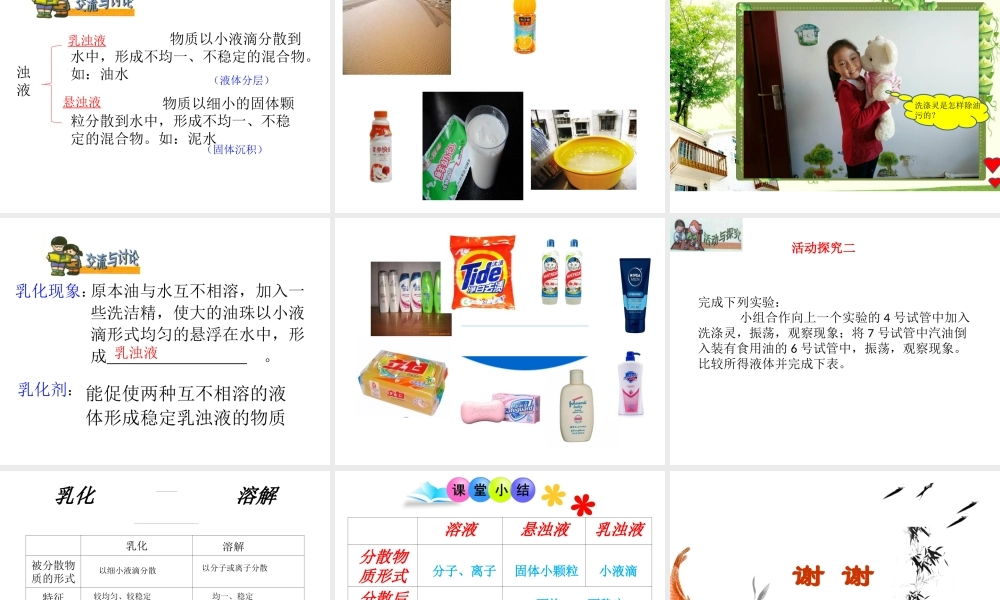 （遵义专版）秋九年级化学下册 第6章 溶解现象 第1节 物质在水中的分散课件 沪教版-沪教版初中九年级下册化学课件