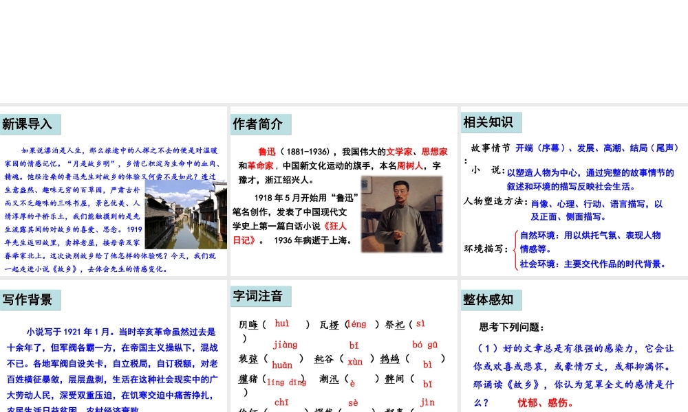 （遵义专版）八年级语文上册 第二单元 5 故乡课件 语文版-语文版初中八年级上册语文课件