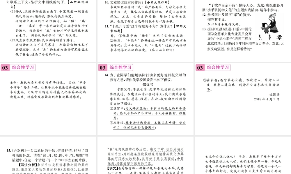 （遵义专版）八年级语文下册 第一单元 4合欢树课件 语文版-语文版初中八年级下册语文课件