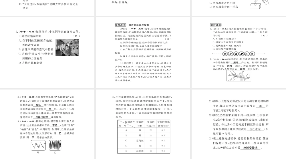 （遵义专版）八年级物理全册 第三章 声的世界整理与复习课件 （新版）沪科版-（新版）沪科版初中八年级全册物理课件