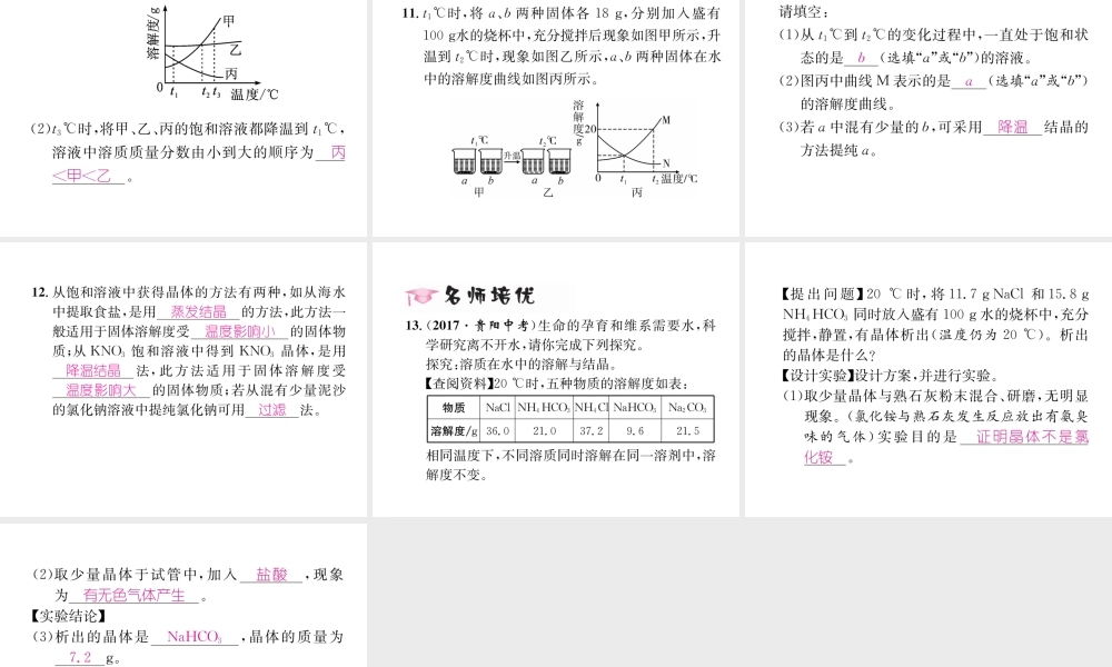 （遵义专版）秋九年级化学下册 第6章 溶解现象 第3节 物质的溶解性 第3课时 结晶习题课件 沪教版-沪教版初中九年级下册化学课件