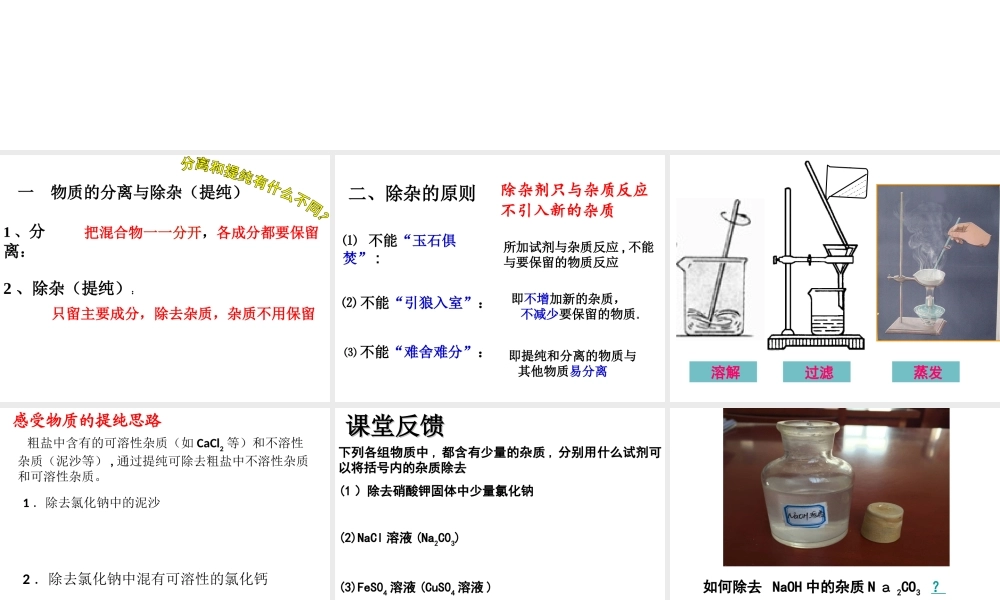 （遵义专版）秋九年级化学下册 第6章 溶解现象 基础实验6 粗盐的初步提纯课件 沪教版-沪教版初中九年级下册化学课件