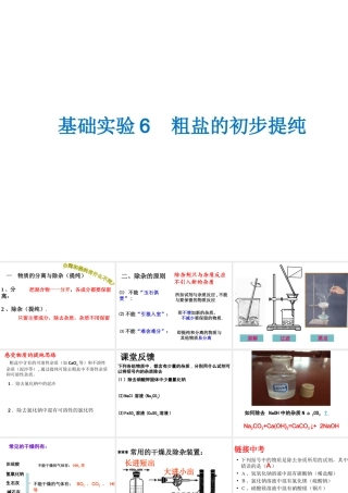 （遵义专版）秋九年级化学下册 第6章 溶解现象 基础实验6 粗盐的初步提纯课件 沪教版-沪教版初中九年级下册化学课件