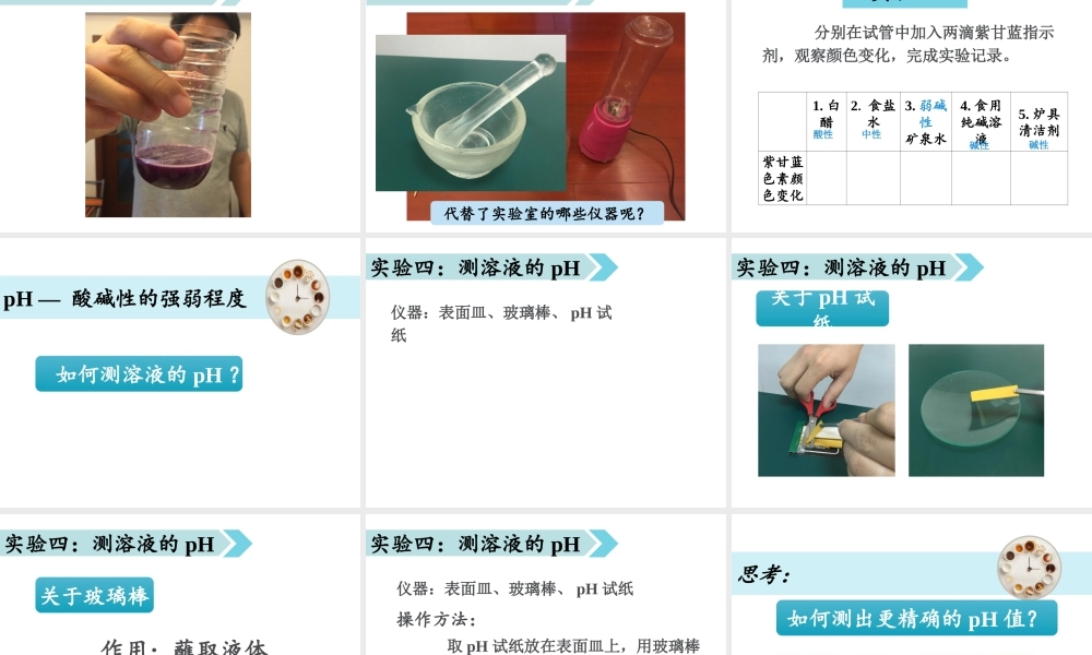 （遵义专版）秋九年级化学下册 第7章 应用广泛的酸、碱、盐 基础实验7 溶液的酸碱性课件 沪教版-沪教版初中九年级下册化学课件