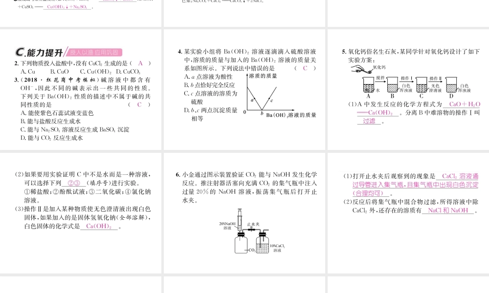 （遵义专版）秋九年级化学下册 第7章 应用广泛的酸、碱、盐 基础实验8 酸与碱的化学性质习题课件 沪教版-沪教版初中九年级下册化学课件