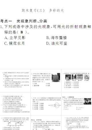 （遵义专版）八年级物理全册 期末三 多彩的光课件 （新版）沪科版-（新版）沪科版初中八年级全册物理课件