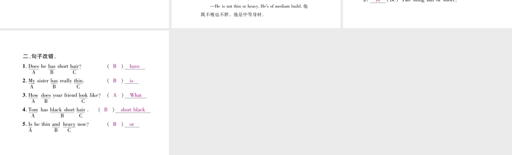 （遵义专版）七年级英语下册 Unit 9 What does he look like（第2课时）课件 （新版）人教新目标版-（新版）人教新目标版初中七年级下册英语课件