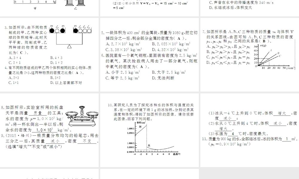 （遵义专版）八年级物理全册 期末四 质量与密度课件 （新版）沪科版-（新版）沪科版初中八年级全册物理课件