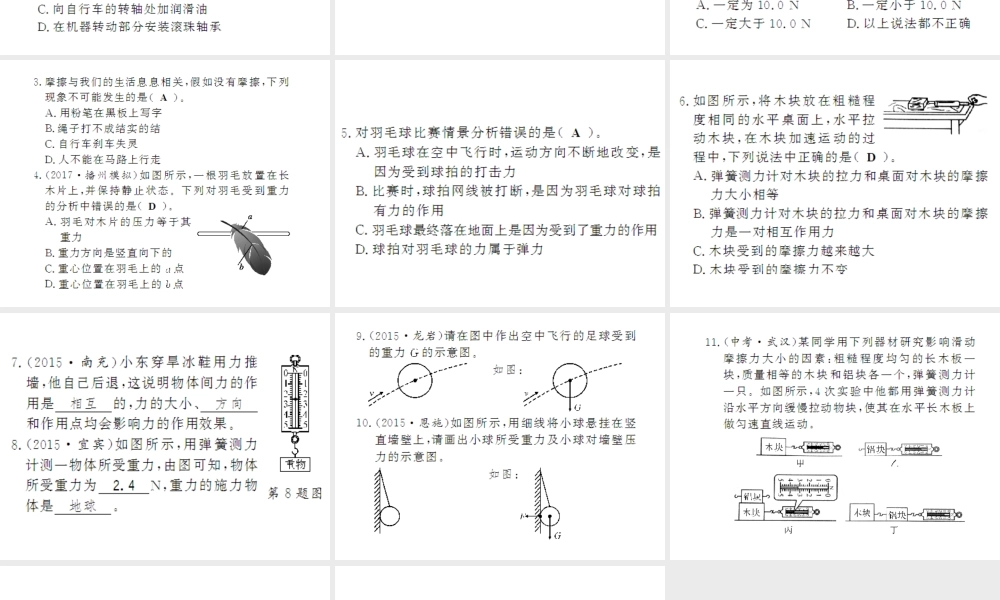 （遵义专版）八年级物理全册 期末五 熟悉而陌生的力课件 （新版）沪科版-（新版）沪科版初中八年级全册物理课件
