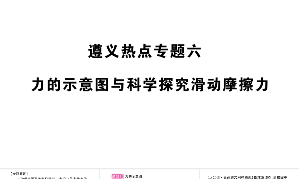 （遵义专版）八年级物理全册 专题复习六 力的示意图与科学探究滑动摩擦力习题课件 （新版）沪科版-（新版）沪科版初中八年级全册物理课件