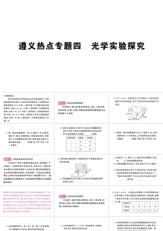 （遵义专版）八年级物理全册 专题复习四 光学实验探究习题课件 （新版）沪科版-（新版）沪科版初中八年级全册物理课件