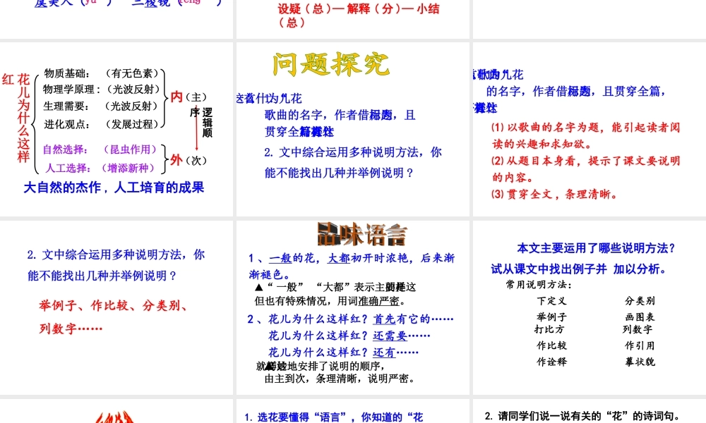 （遵义专版）八年级语文上册 第四单元 14 花儿为什么这样红课件 语文版-语文版初中八年级上册语文课件