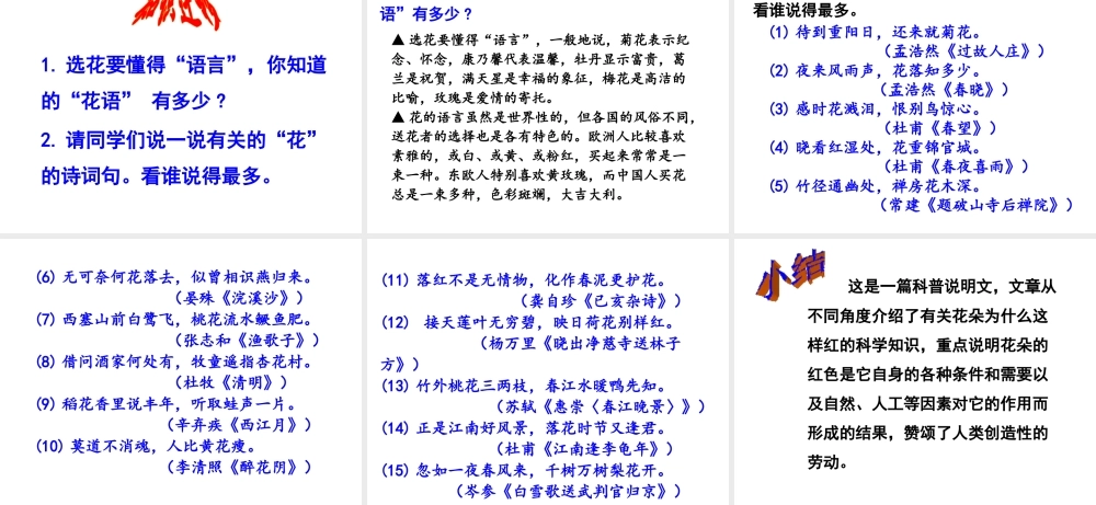 （遵义专版）八年级语文上册 第四单元 14 花儿为什么这样红课件 语文版-语文版初中八年级上册语文课件