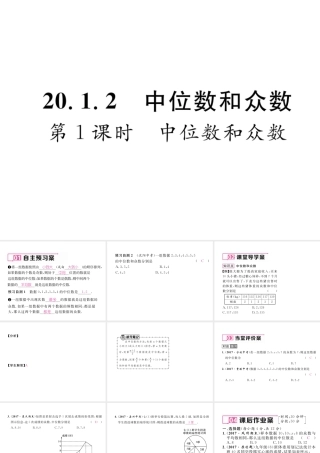 （遵义专版）春八年级数学下册 第20章 数据的分析 20.1 数据的集中趋势 20.1.2 中位数和众数 第1课时 中位数和众数作业课件 （新版）新人教版-（新版）新人教版初中八年级下册数学课件