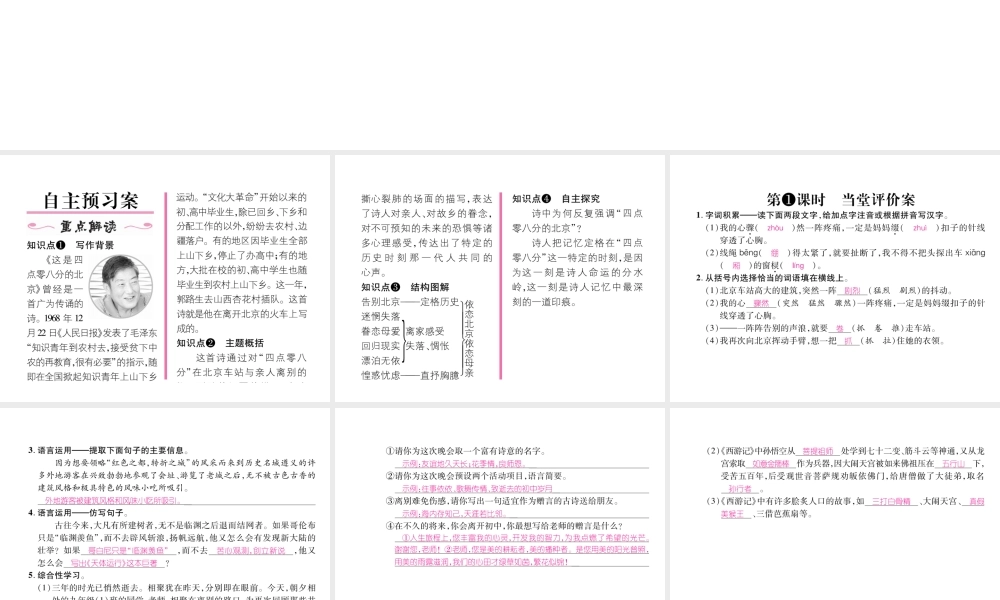 （遵义专版）九年级语文下册 第二单元 7 这是四点零八分的北京课件 语文版-语文版初中九年级下册语文课件