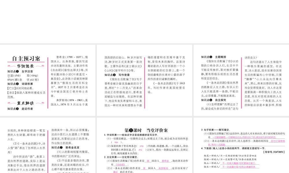 （遵义专版）九年级语文下册 第二单元 8 外国诗两首课件 语文版-语文版初中九年级下册语文课件