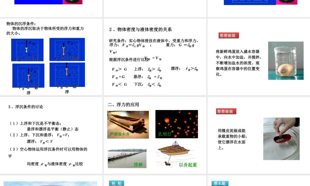 （遵义专版）春八年级物理全册 9.3 物体的浮与沉课件 （新版）沪科版-（新版）沪科版初中八年级全册物理课件