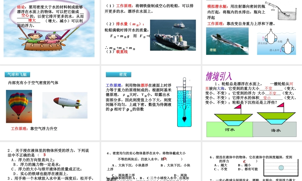（遵义专版）春八年级物理全册 9.3 物体的浮与沉课件 （新版）沪科版-（新版）沪科版初中八年级全册物理课件