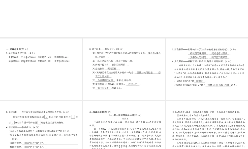 （遵义专版）九年级语文下册 第六单元达标测试课件 语文版-语文版初中九年级下册语文课件