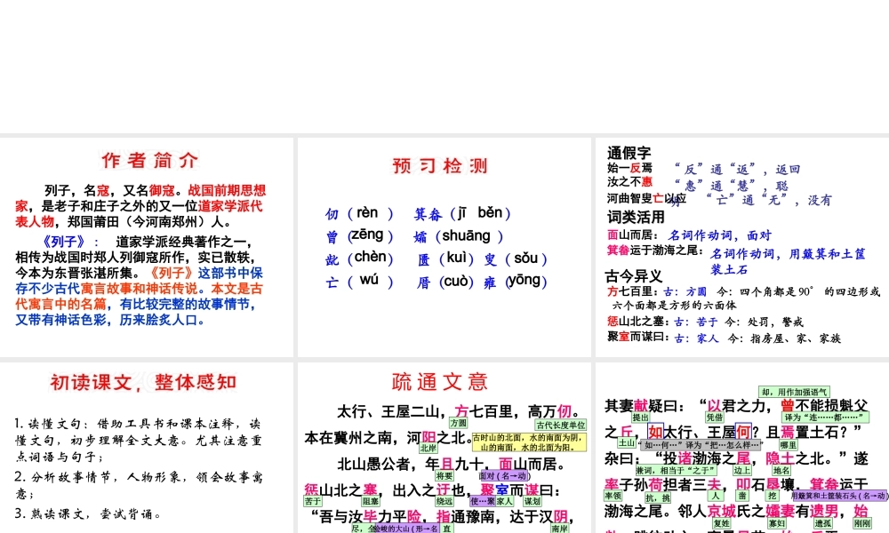 （遵义专版）九年级语文上册 第五单元 18《愚公移山》教材课件 语文版-语文版初中九年级上册语文课件