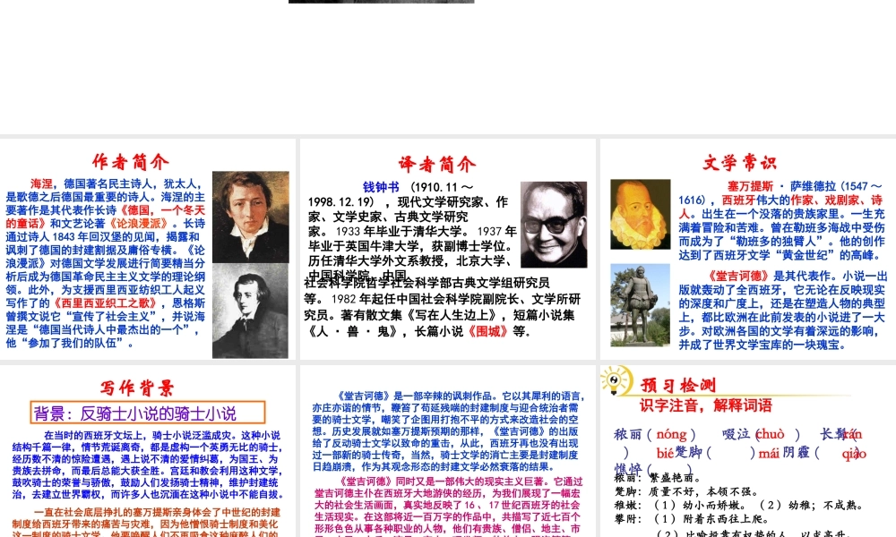 （遵义专版）九年级语文下册 第三单元 10 读《堂吉诃德》教材课件 语文版-语文版初中九年级下册语文课件