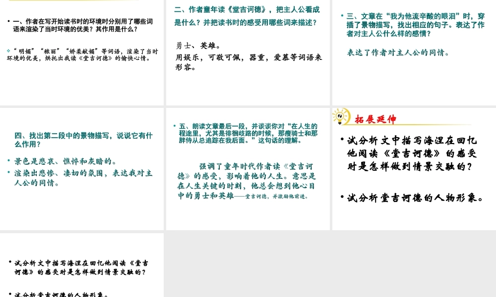 （遵义专版）九年级语文下册 第三单元 10 读《堂吉诃德》教材课件 语文版-语文版初中九年级下册语文课件