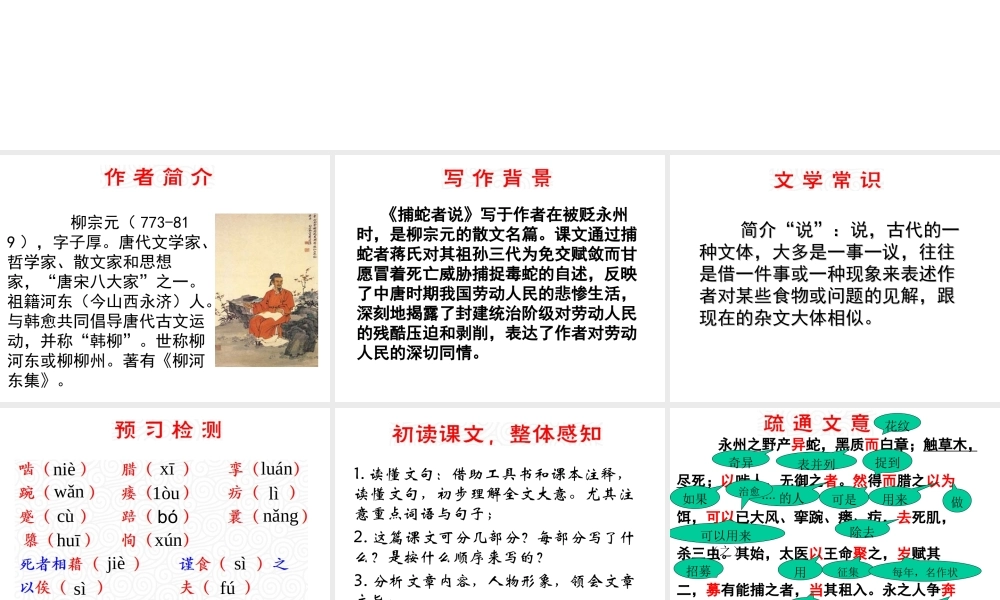 （遵义专版）九年级语文上册 第五单元 20《捕蛇者说》教材课件 语文版-语文版初中九年级上册语文课件