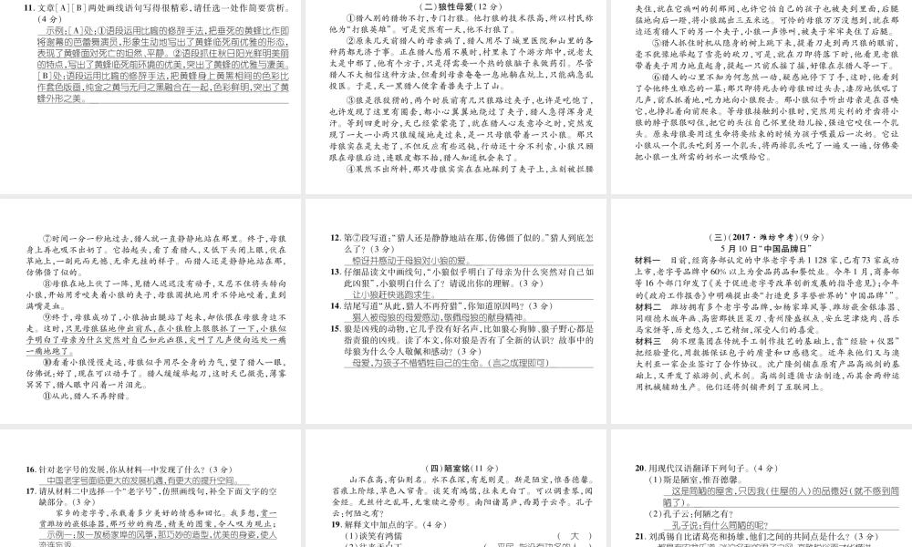 （遵义专版）七年级语文下册 期末达标测试课件 新人教版-新人教版初中七年级下册语文课件