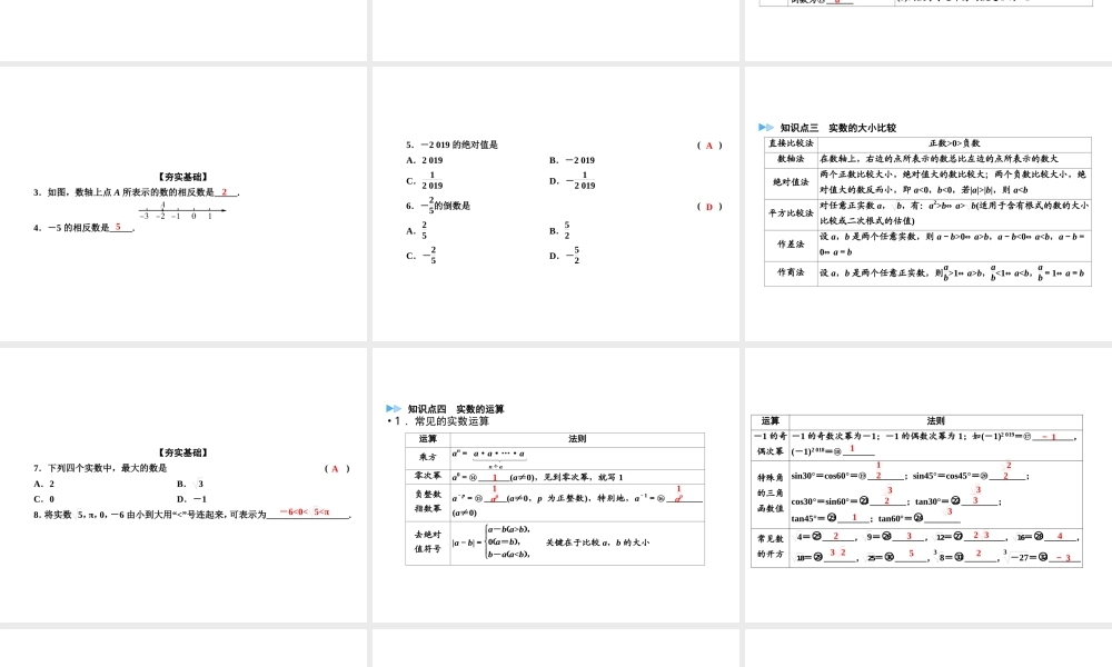 （遵义专版）中考数学高分一轮复习 第一部分 教材同步复习 第一章 数与式 课时1 实数及其运算课件-人教级全册数学课件