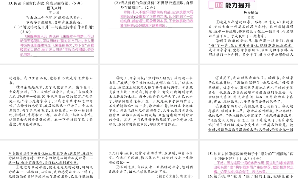 （遵义专版）九年级语文下册 第四单元 13 故乡课件 语文版-语文版初中九年级下册语文课件