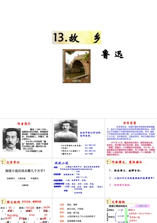 （遵义专版）九年级语文下册 第四单元 13《故乡》教材课件 语文版-语文版初中九年级下册语文课件