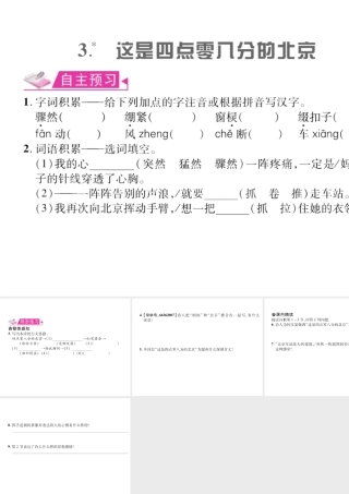 （遵义专版）九年级语文上册 第一单元 3 这是四点零八分的北京习题课件 语文版-语文版初中九年级上册语文课件