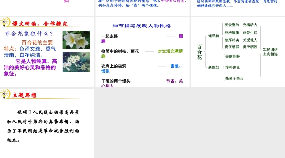 （遵义专版）九年级语文下册 第四单元 15《百合花》教材课件 语文版-语文版初中九年级下册语文课件