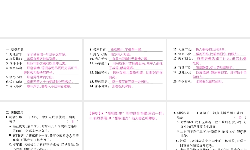 （遵义专版）七年级语文下册 专题2 词语课件 新人教版-新人教版初中七年级下册语文课件