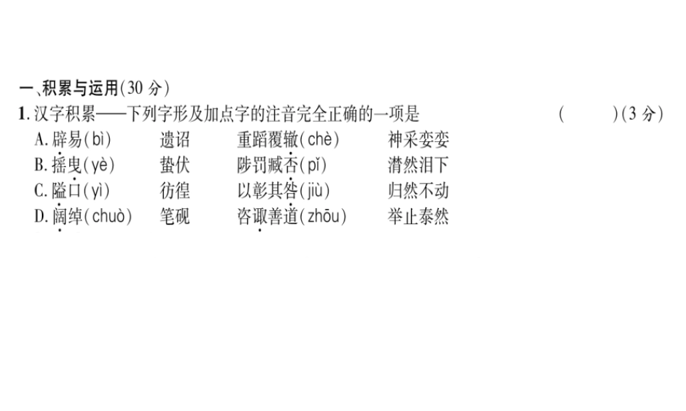 （遵义专版）九年级语文上册 期末达标测试课件 语文版-语文版初中九年级上册语文课件