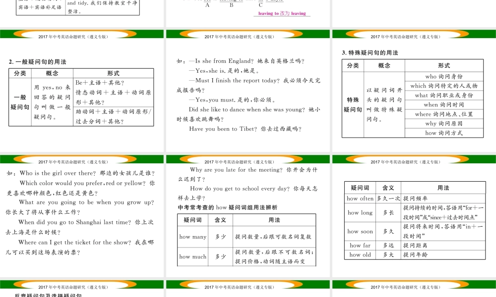 （遵义专版）中考英语命题研究 第2部分 语法专题突破 专题十二 句子种类（精讲）课件-人教版初中九年级全册英语课件