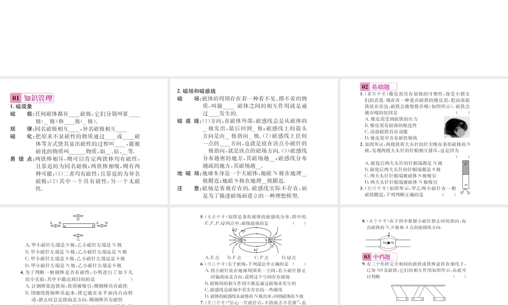 （遵义专版）春九年级物理全册 第十七章 从指南针到磁浮列车 第一节 磁是什么课件 （新版）沪科版-（新版）沪科版初中九年级全册物理课件
