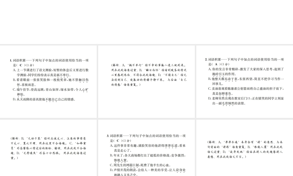 （遵义专版）八年级语文下册 专项提分卷（二）词语积累——成语的使用课件 语文版-语文版初中八年级下册语文课件