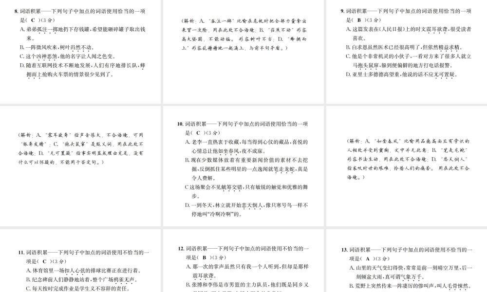 （遵义专版）八年级语文下册 专项提分卷（二）词语积累——成语的使用课件 语文版-语文版初中八年级下册语文课件