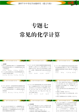 （遵义专版）中考化学命题研究 第二编 重点题型突破篇 专题七 常见的化学计算（精练）课件-人教版初中九年级全册化学课件
