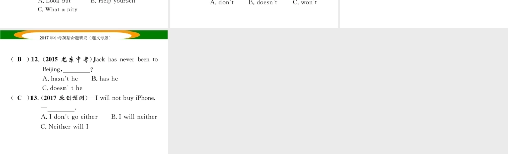 （遵义专版）中考英语命题研究 第2部分 语法专题突破 专题十二 句子种类（精练）课件-人教版初中九年级全册英语课件