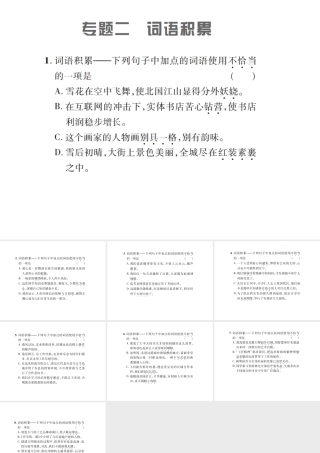 （遵义专版）九年级语文上册 专题二 诗词积累习题课件 语文版-语文版初中九年级上册语文课件