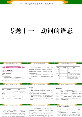 （遵义专版）中考英语命题研究 第2部分 语法专题突破 专题十一 动词的语态（精讲）课件-人教版初中九年级全册英语课件